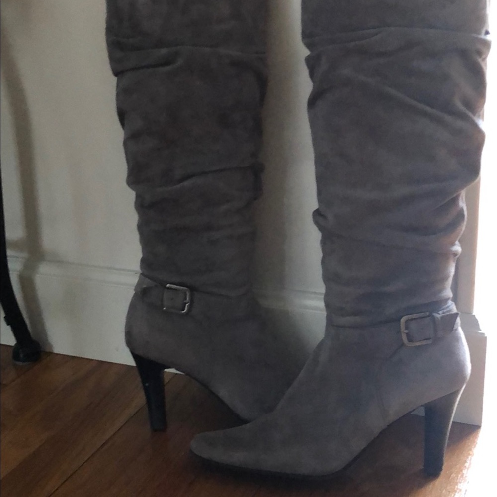 Gray suede boots